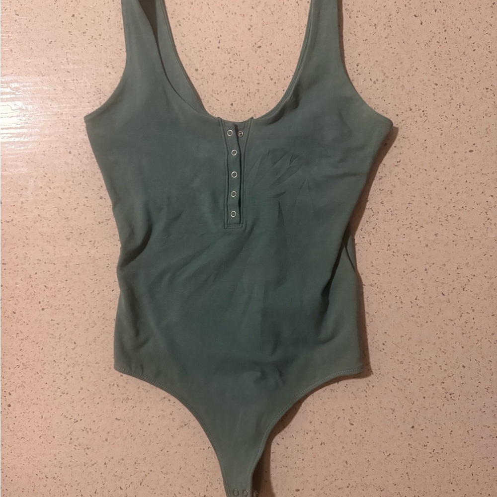 Abercrombie & Fitch Scoop Neck Bodysuit - Small (Sage Green)